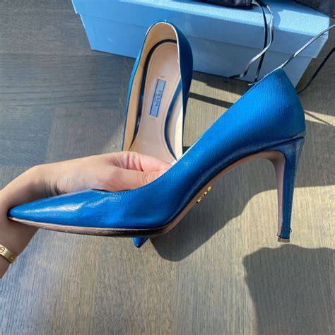 prada saffiano navy pumps|Prada 85mm Saffiano Leather Pumps .